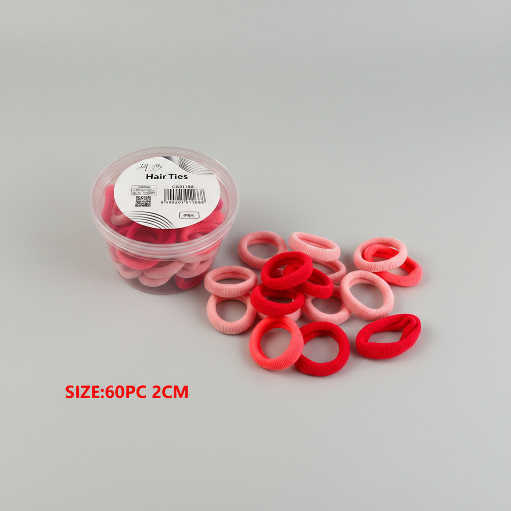 HAIR TIES MINI, MIXED PINK, 60pcs