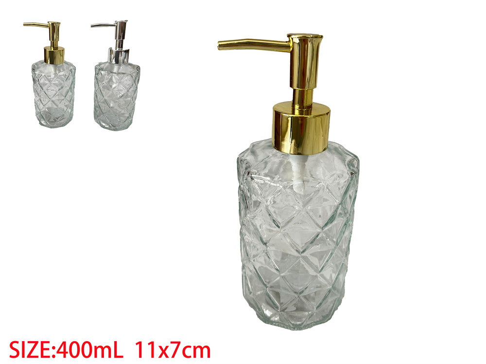 Glass Soap Dispenser 400mL 11x7cm(CI01146)