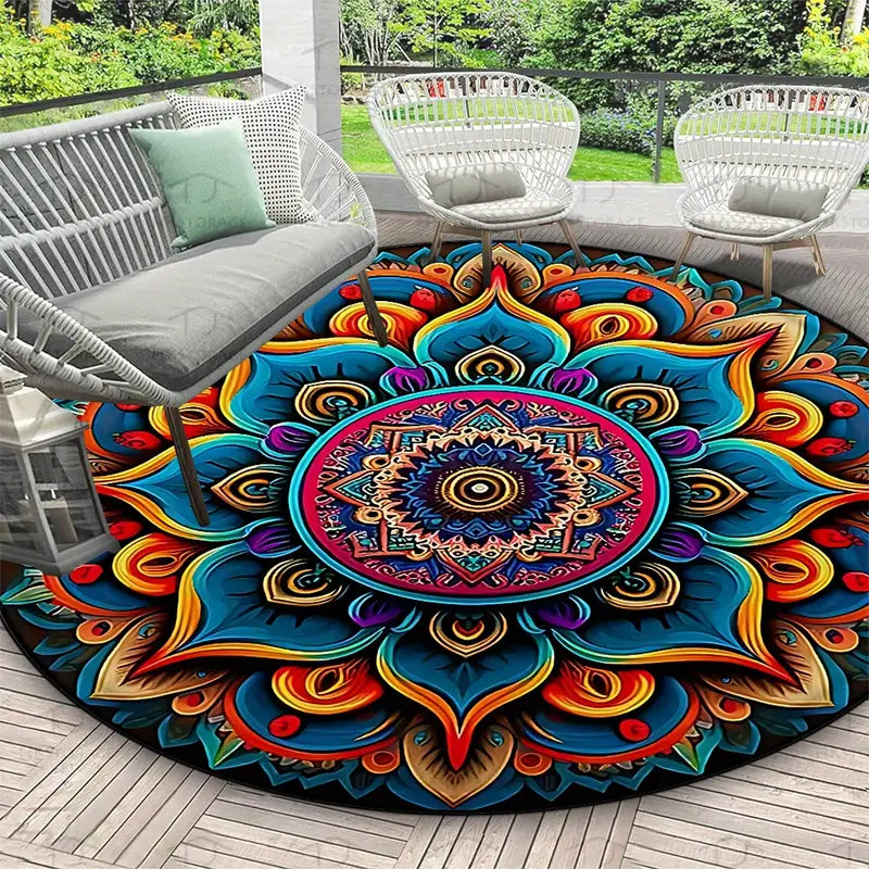 Mandala Pattern Round Rug - 120cm / 120cm