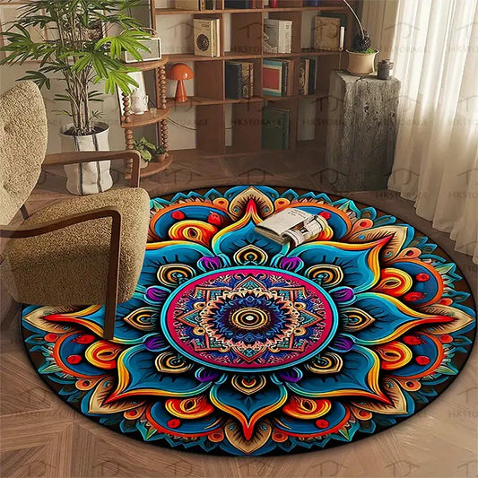 Mandala Pattern Round Rug - 120cm / 120cm