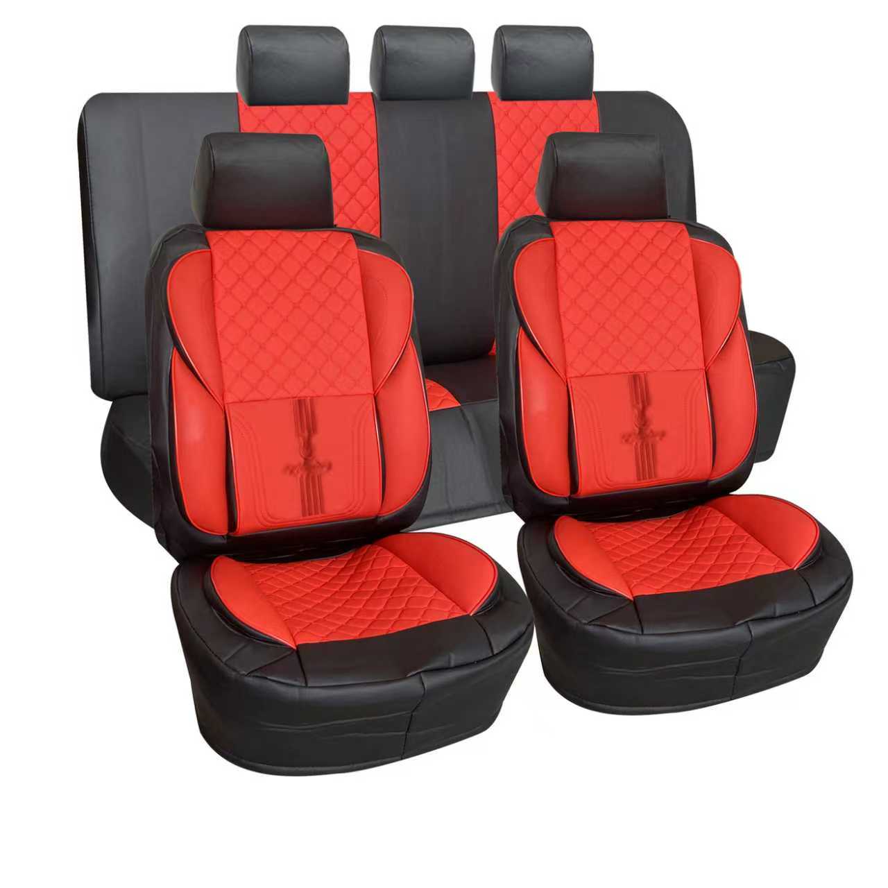 Leather Car Seat Covers Red & Black