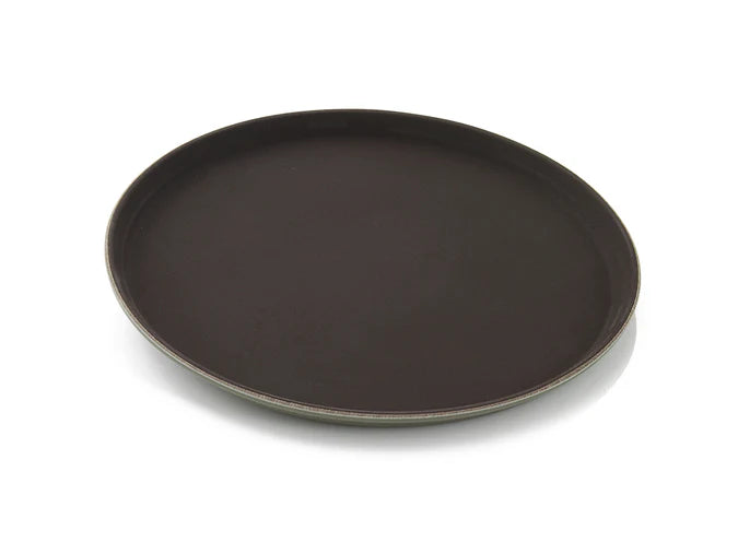 Non Slip Bar Service Tray 14" Round - Brown
