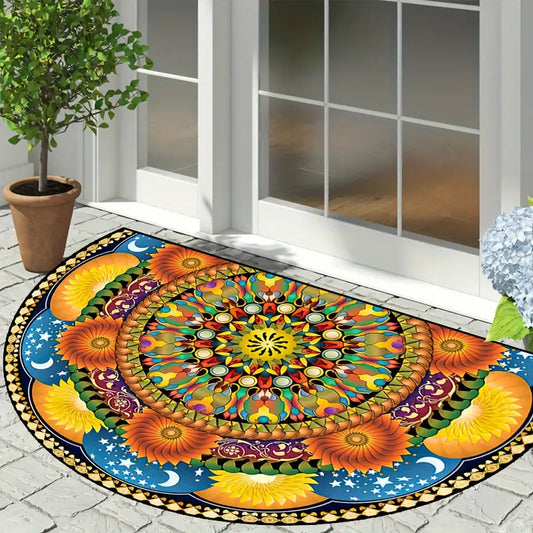 Half Round Mandala-Inspired Doormat