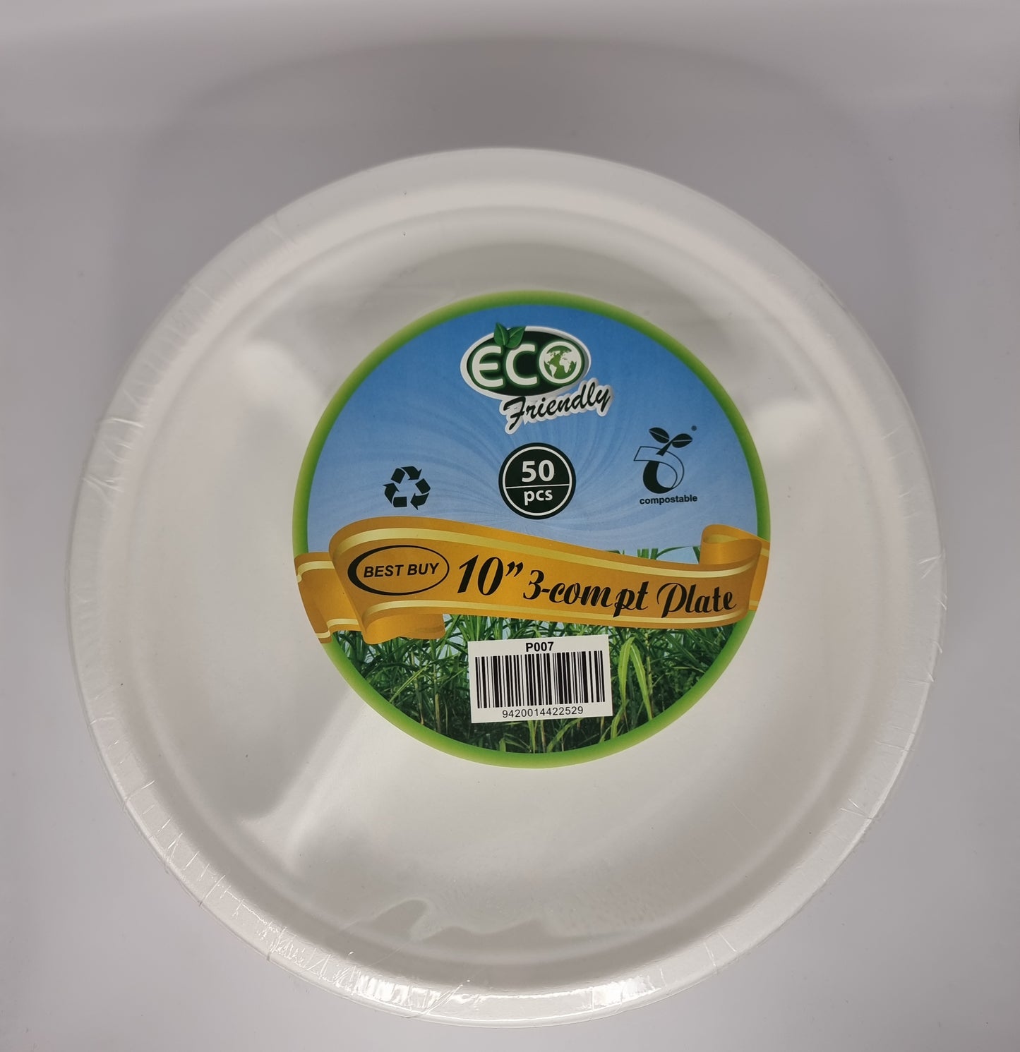 Disposable Round Plate - 3 Compartment (50pcs)