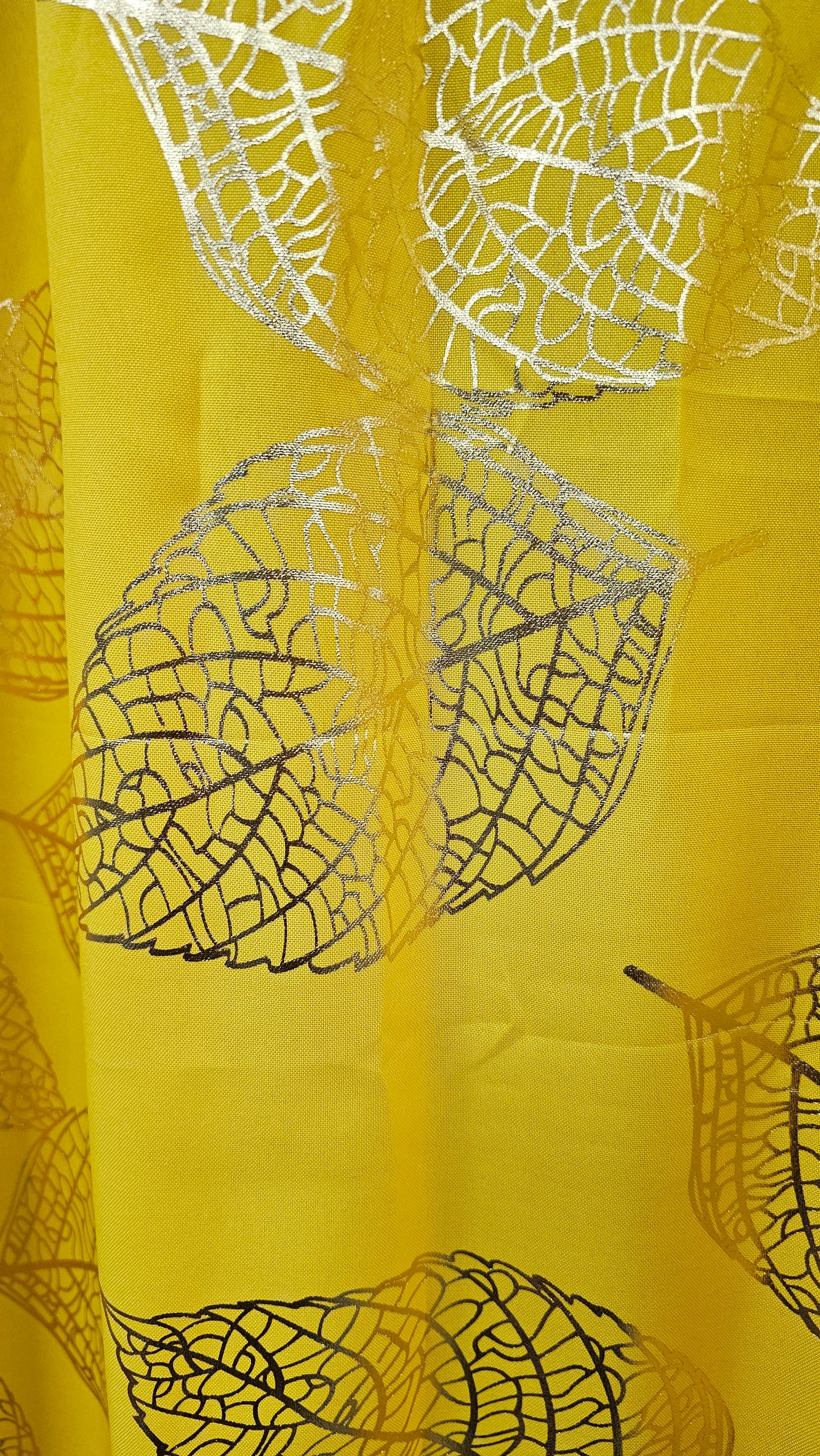 Designer Curtain Yellow with Golden Print
