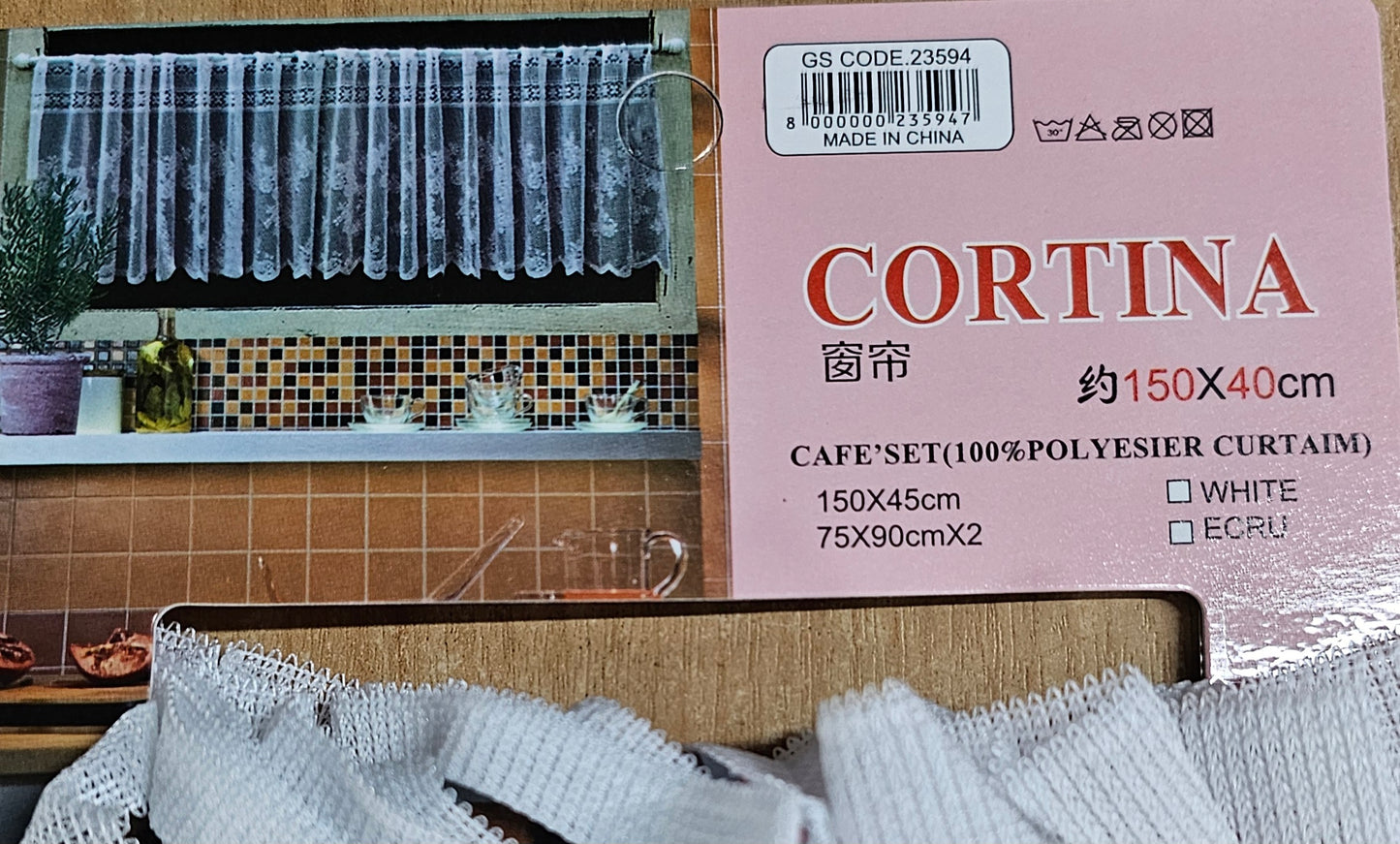 Net Curtain Kitchen 150X40cm