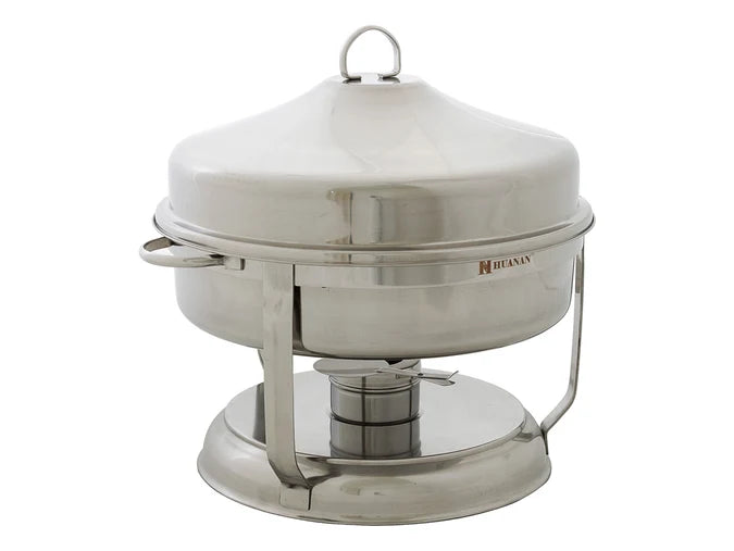 8L Round Chafing Dish Food Warmer, Commercial Kitchen Stainless Steel Bain Marie