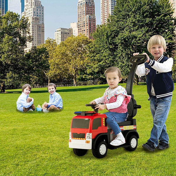 Fire Truck For Kids With Handle - Battery Operated