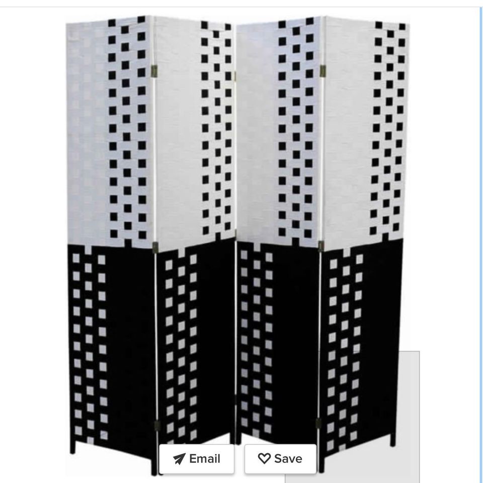 Black & White Room Divider - 4 Panel (SPY-022)