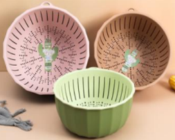 Double-Layer Plastic Draining Basket Set