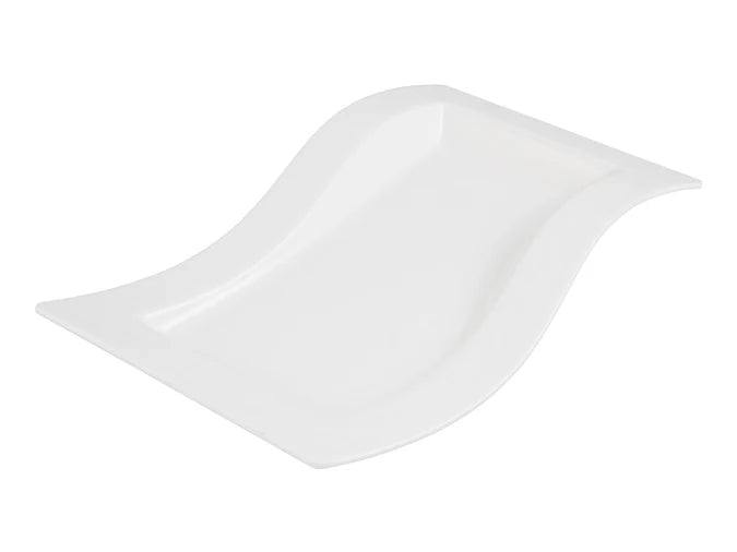 Rectangle Melamine Platter White - Wavy 38cm / 15"