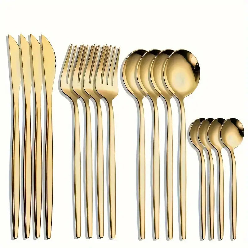 16pcs Golden Tableware Set