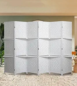 Room Divider 6 Panel with Shelves White (SPY-013-6)