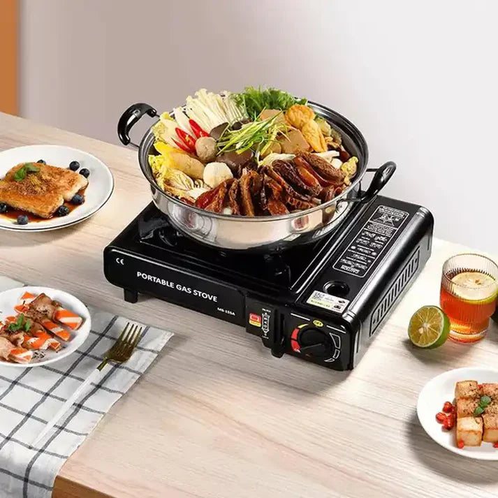 Camping Combo - Portable Burner + Barbeque Plate + Blow Torch + Butane gas cans