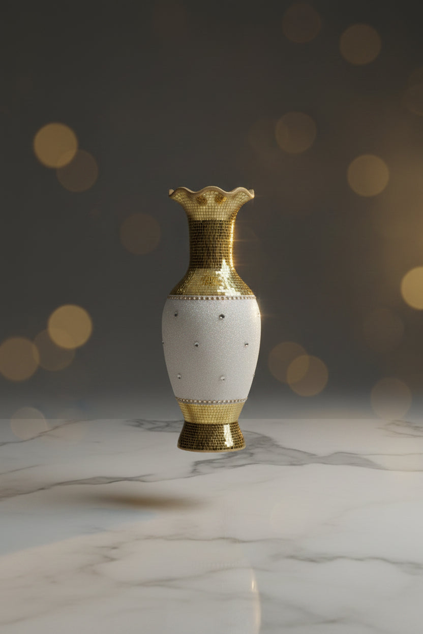 Elegant Vase Gold 'n White