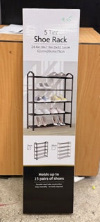 5 Tier Shoe Rack (Black Color,62.5*19.5*78.5cm)