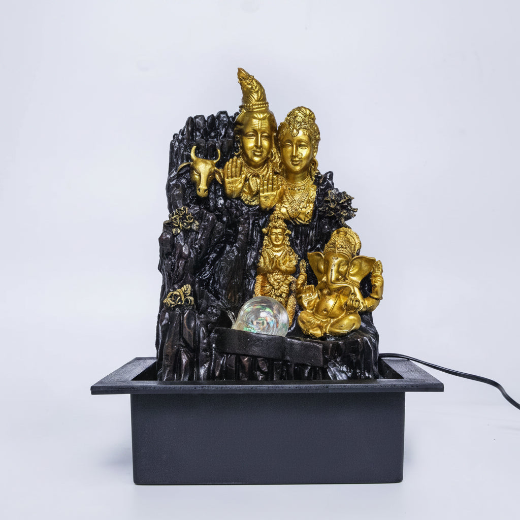 Lord Shiva & Parvati Water Fountain - Electric