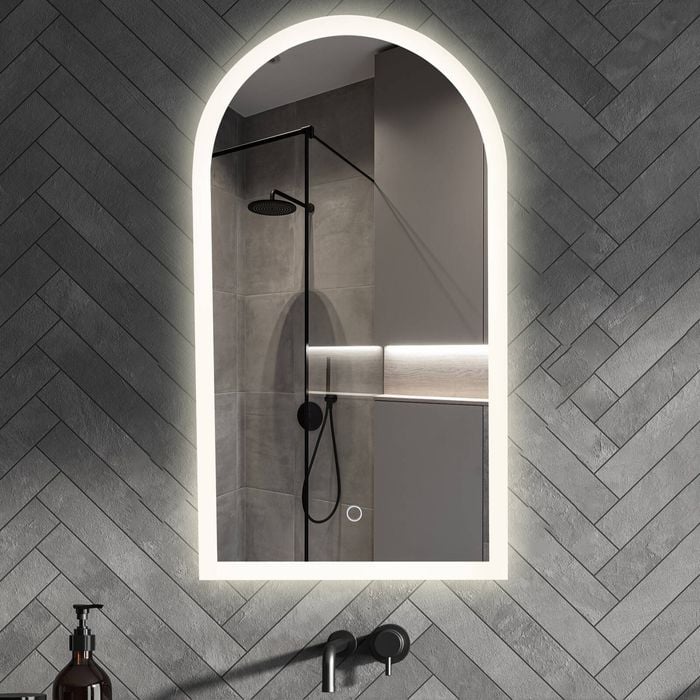 Barelli 900 x 500mm Frameless Front Edge Lit Arch LED Mirror
