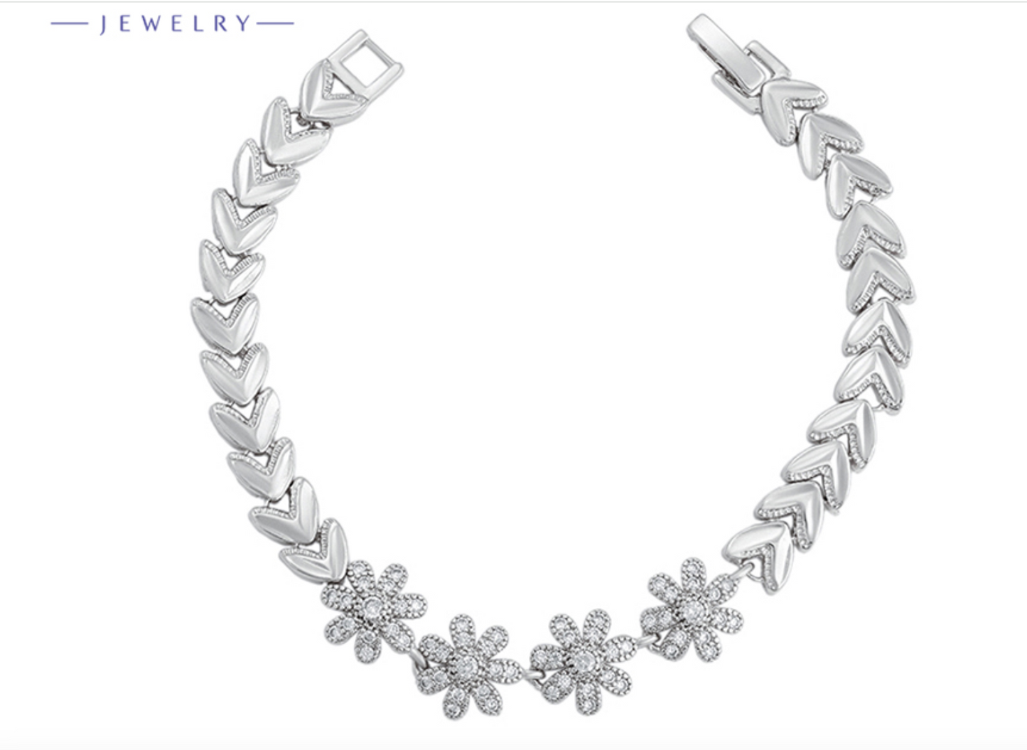 BRACELET WITH STONE RODIUM PLATED