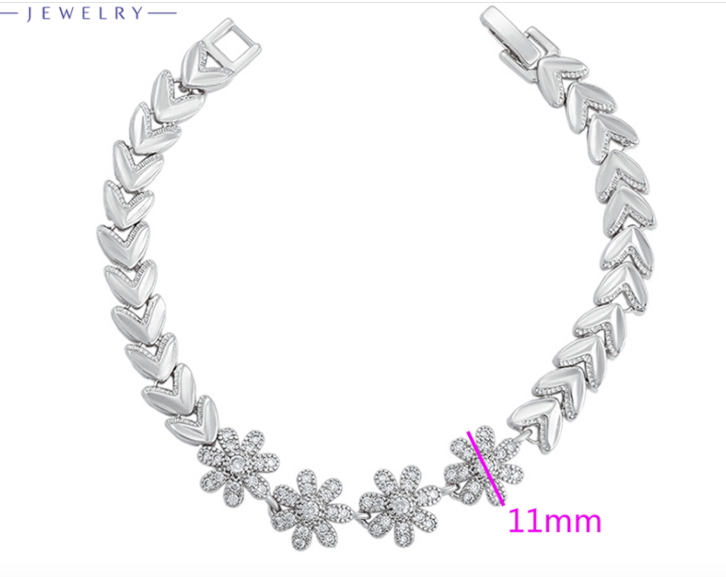 BRACELET WITH STONE RODIUM PLATED