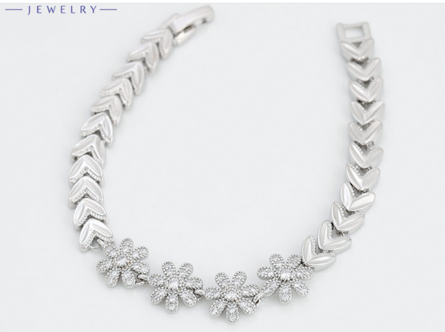 BRACELET WITH STONE RODIUM PLATED