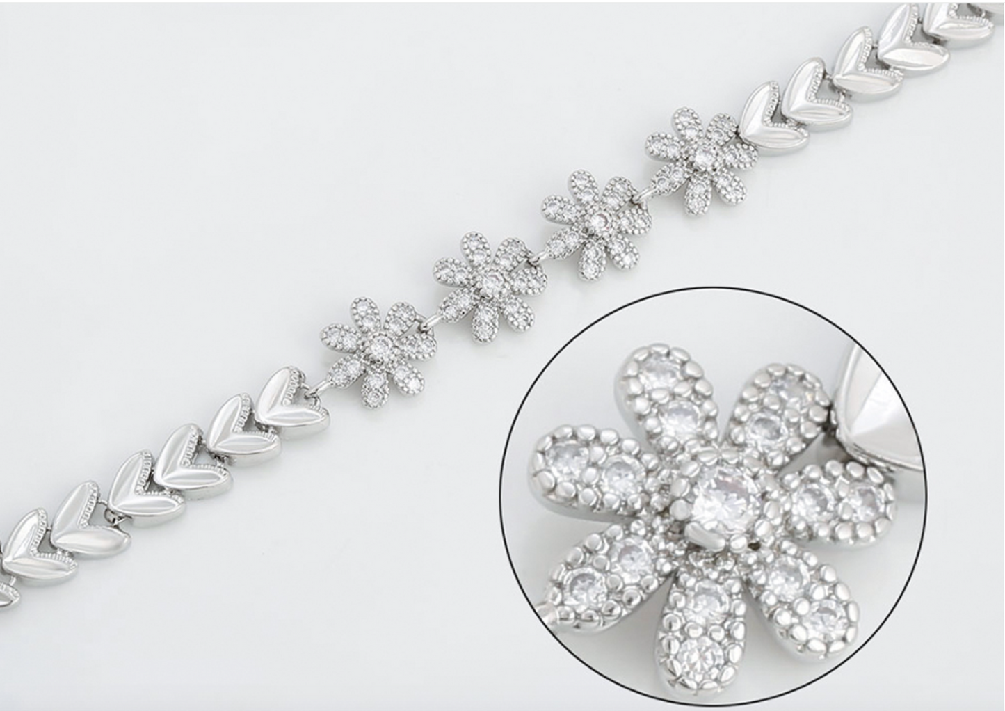 BRACELET WITH STONE RODIUM PLATED