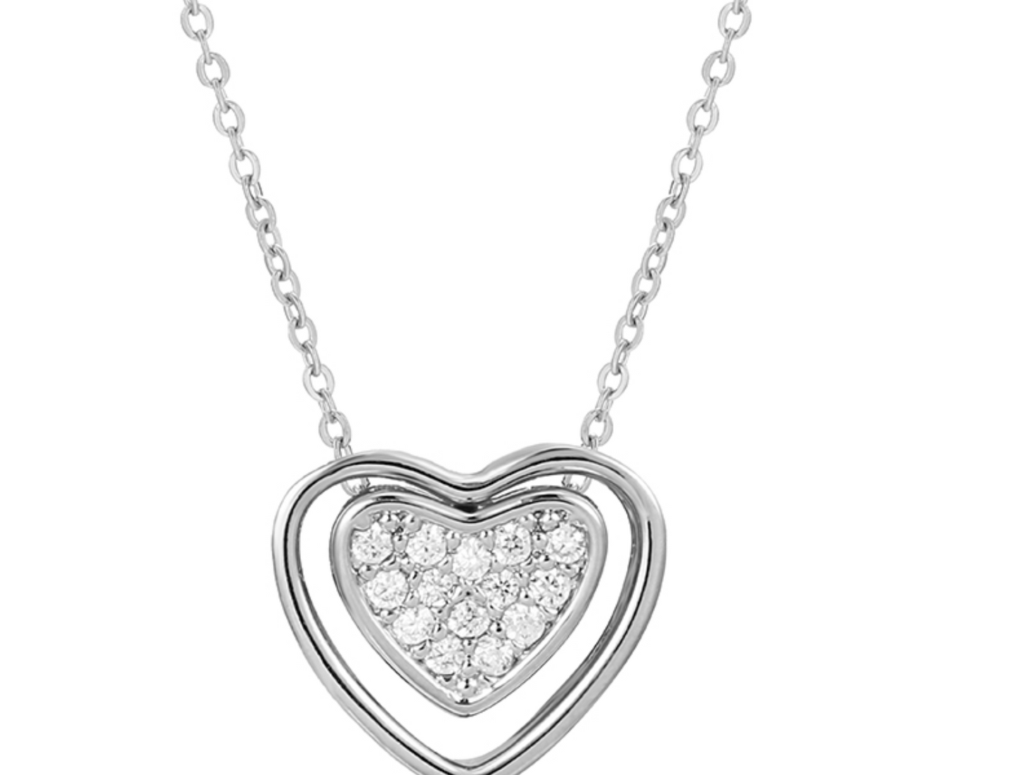 Elegant heart necklace silver plated