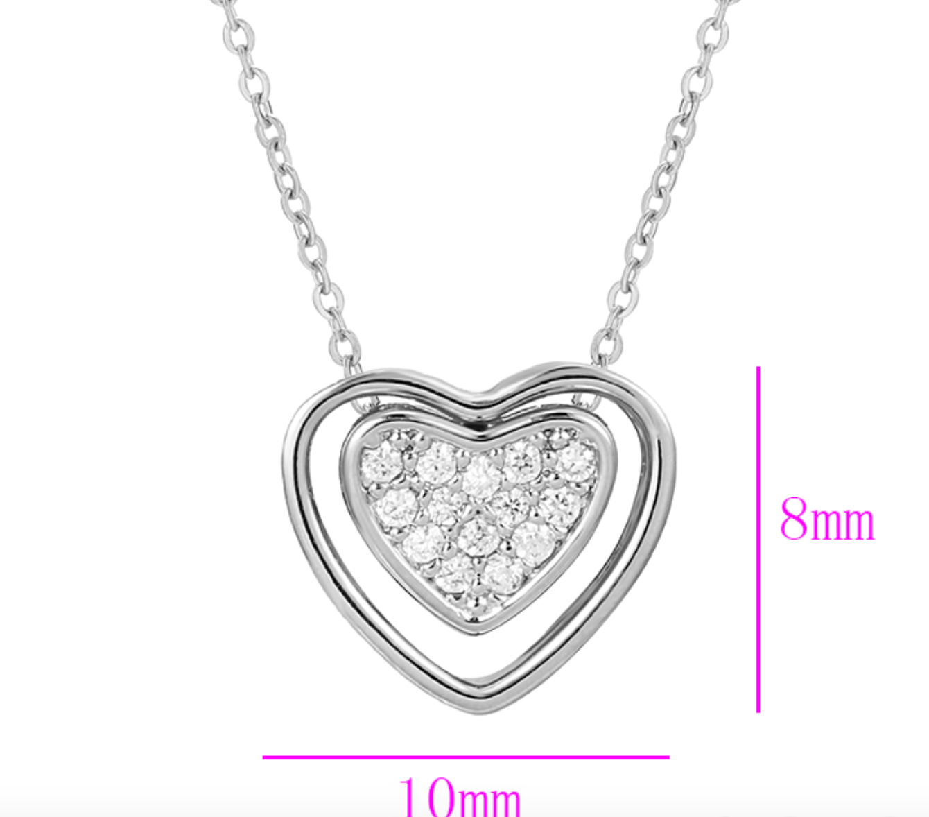 Elegant heart necklace silver plated