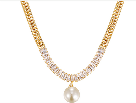 elegant necklace with stone and pearl