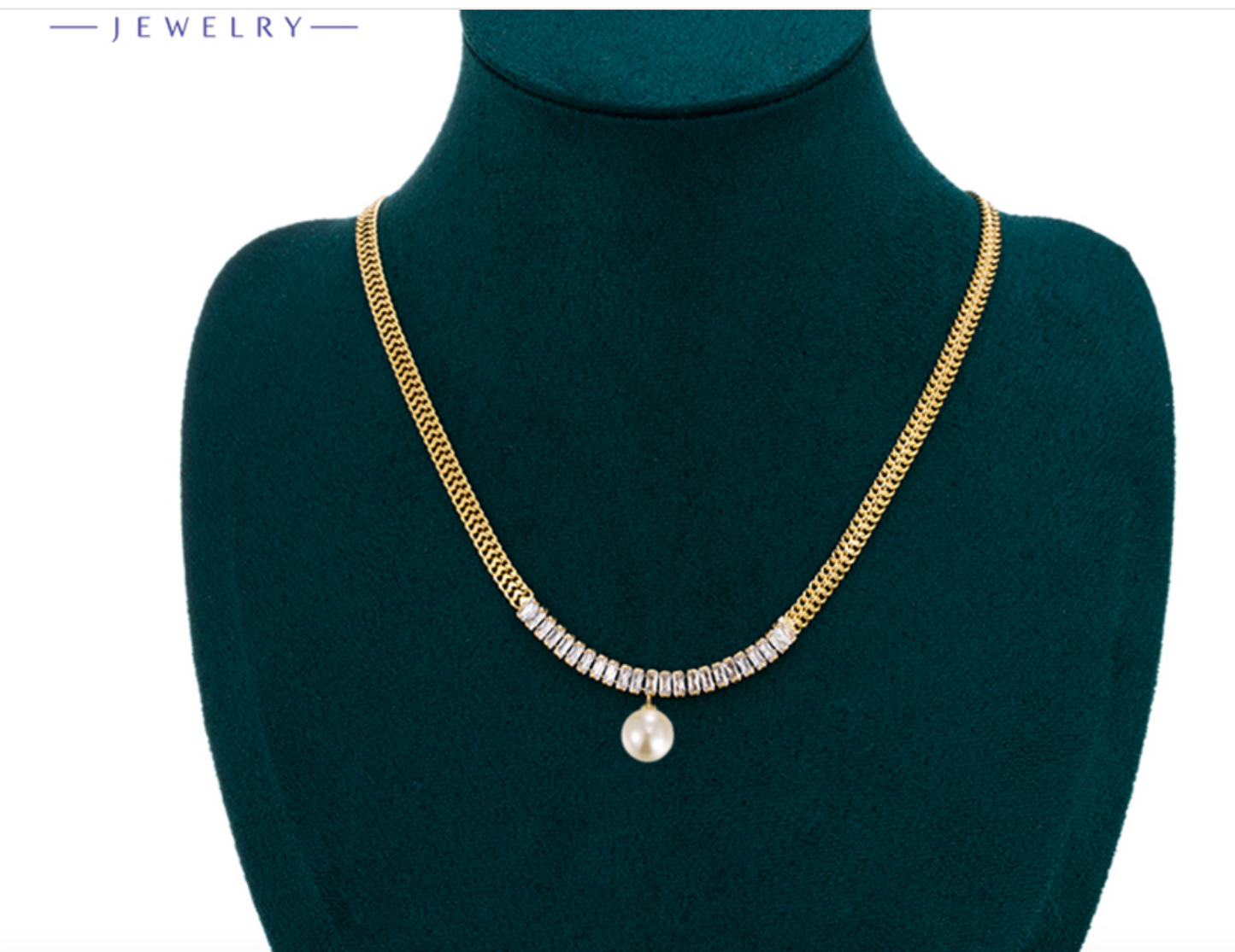 elegant necklace with stone and pearl
