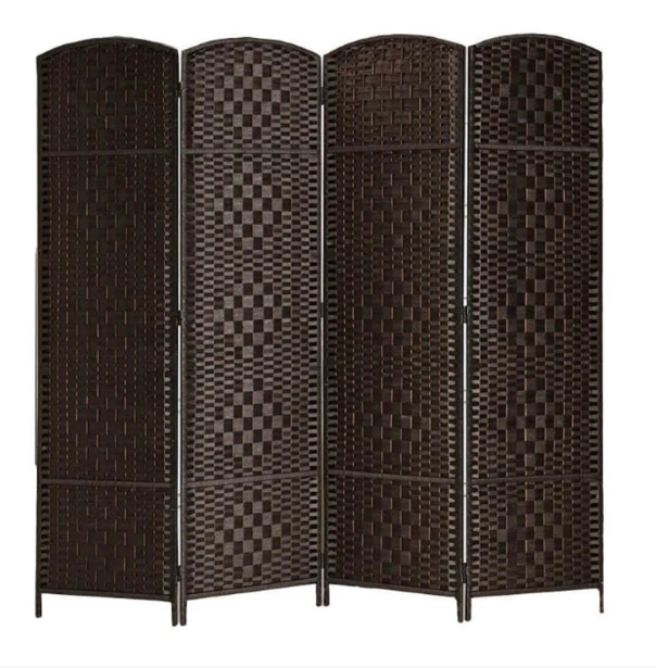 Room Divider Woven 4 Panel - 180cm x 180cm - Black SPY-025