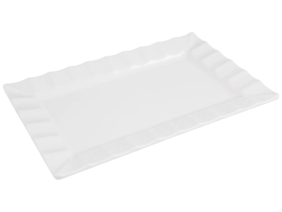 Large Rectangle Melamine Platter White - Wavy 48cm / 19"