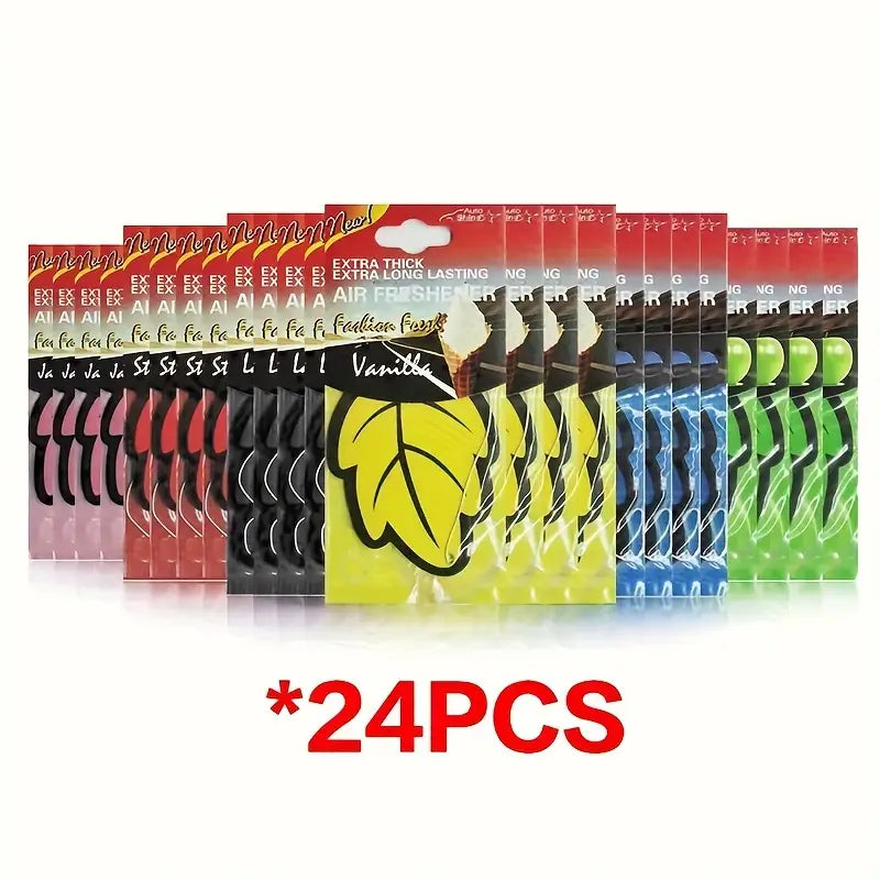 24pcs Natural Tea Paper Car Air Freshener Hanging Leaf-Shaped Scent Strips