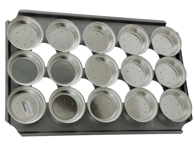 16" Pie Baking Tray - 15x Round 11cm x 3cm Deep Pies Commercial S/S Self Cutting