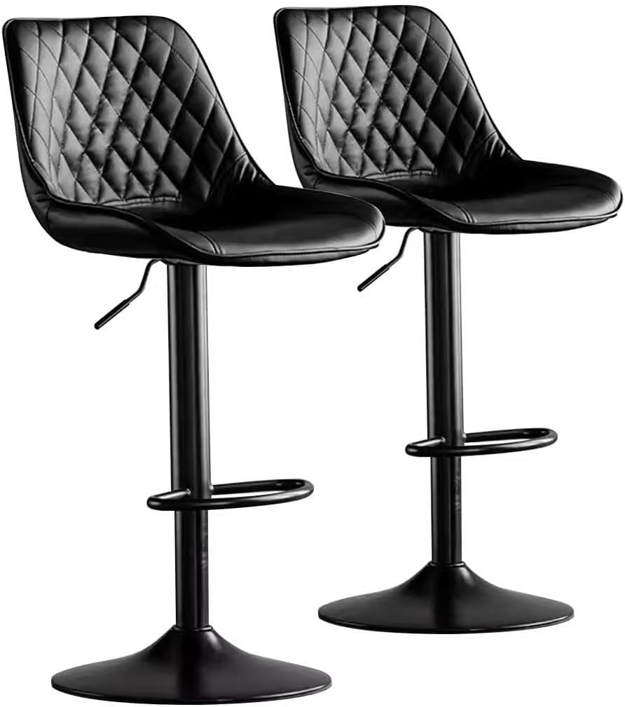 Bar Stool set of 4- 0875 Faux Leather Bar Chairs,Upholstered Counter Height with High Backrest for Kitchen Island, black