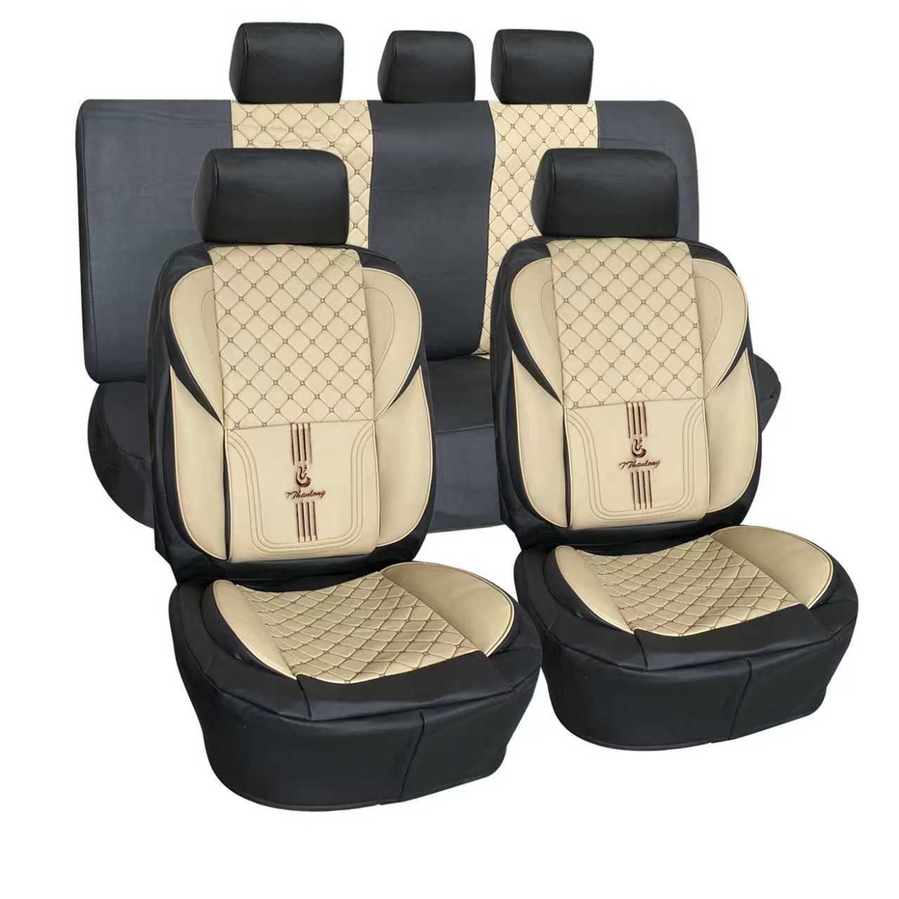 Leather Car Seat Covers BEIGE AND BLACK