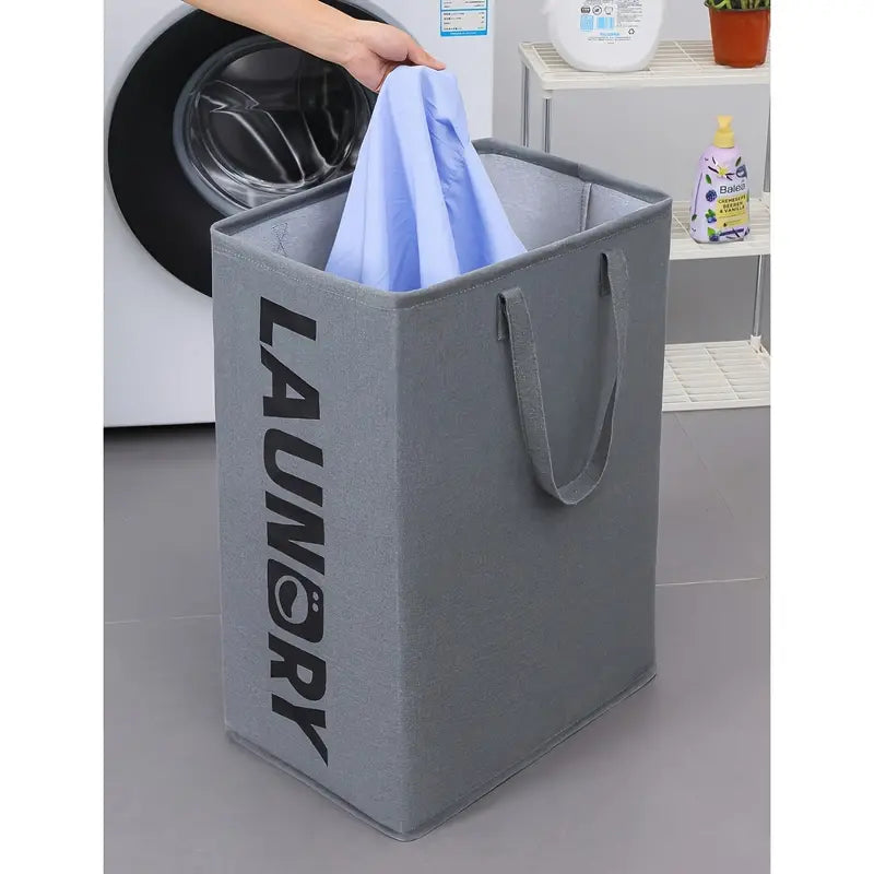 1pc Extra Large Stylish Laundry Basket - Durable Fabric Hamper with High Aesthetic Design, Efficient Closet Organizer, Portable Home Laundry Bin for Easy Handling