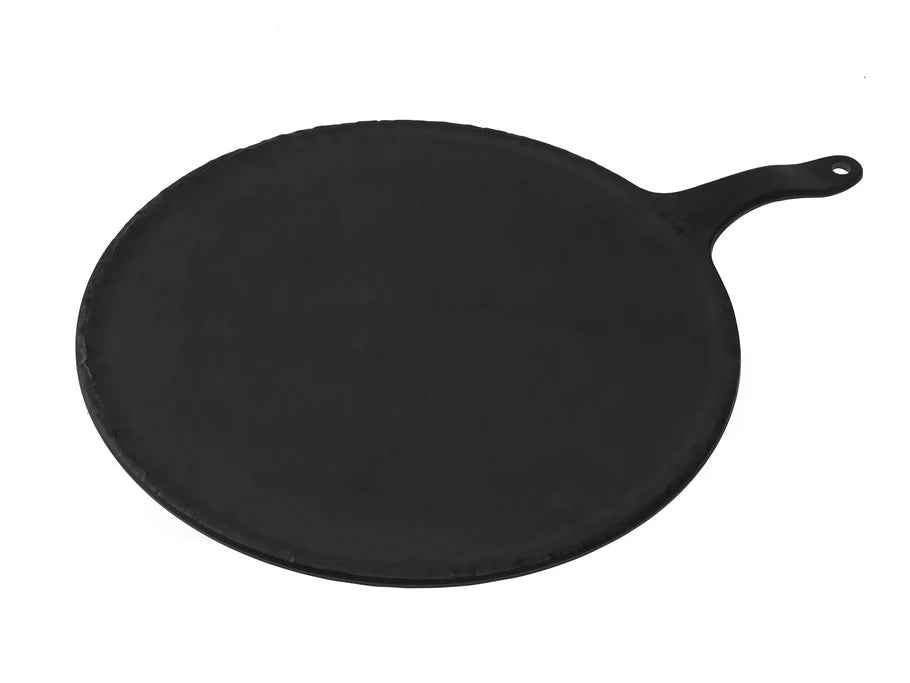 Black Melamine Round Paddle Serving Board with Handle 36cm Dia.