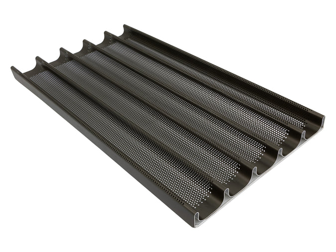 5 Stick French Bread Baguette Loaf Pan 16" Commercial Perf Aluminium Teflon Tray