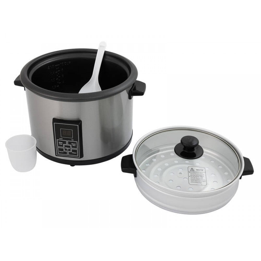 10 Cup Rice Steamer + Food Warmer | Stainless Steel Pot Steamers + Warmers