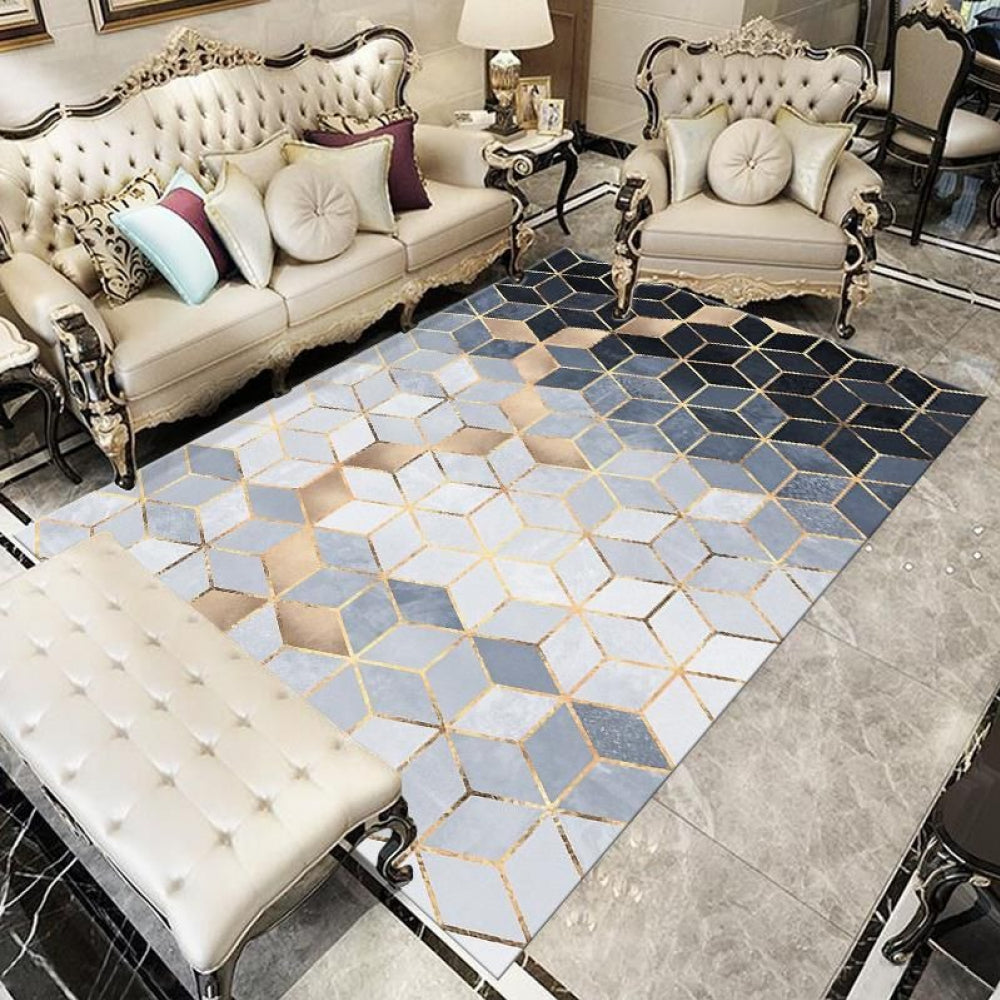 Checkered Black Grey Pattern Rug Type 1