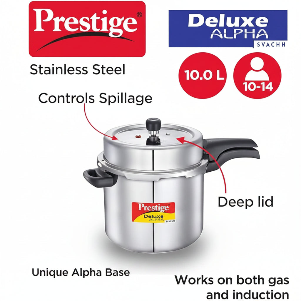 PRESTIGE 10L Deluxe Stainless Steel Pressure Cooker