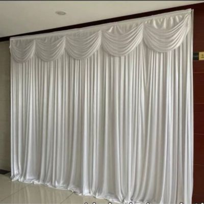 Backdrop With Stitched Swag Ice Silk White 3Mx3M