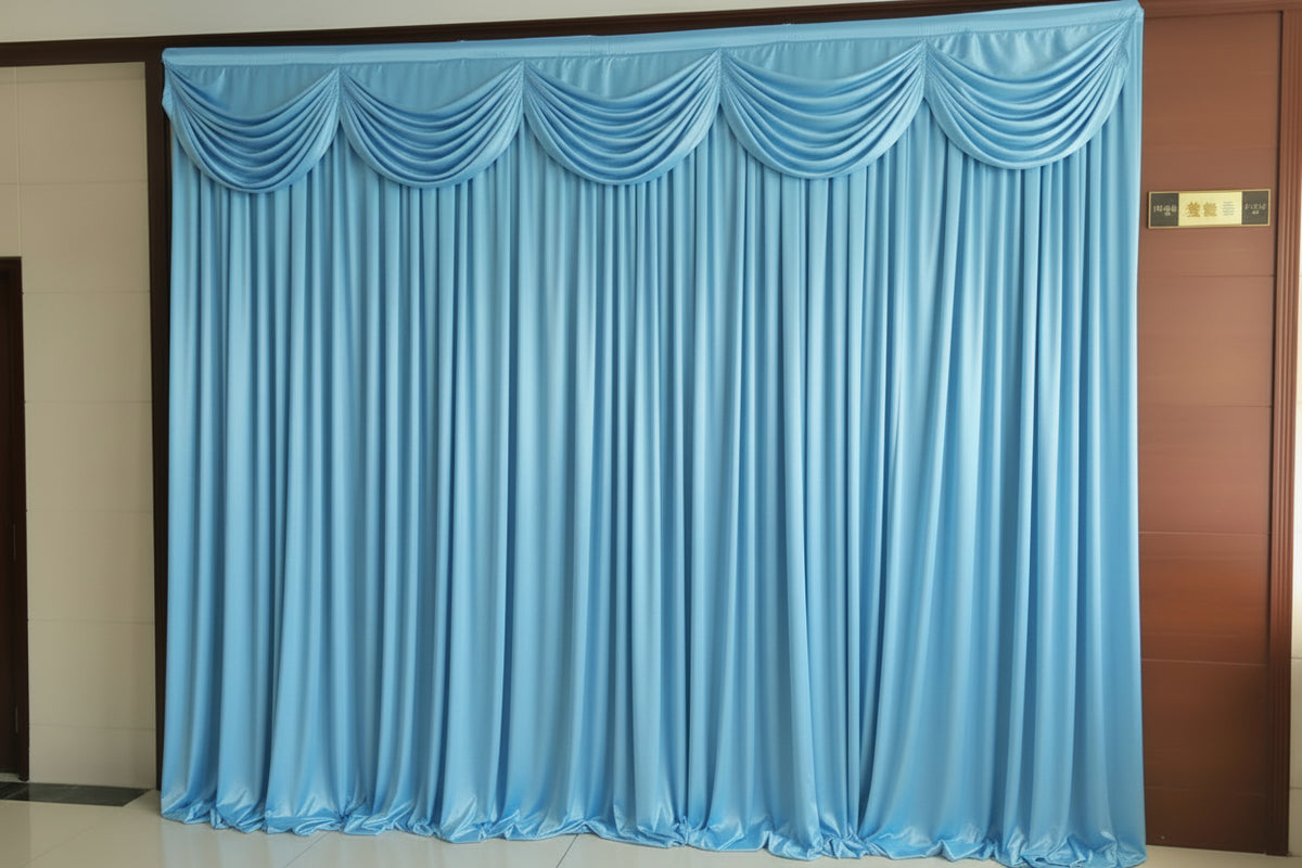 Backdrop With Stitched Swag Ice Silk White 3Mx3M