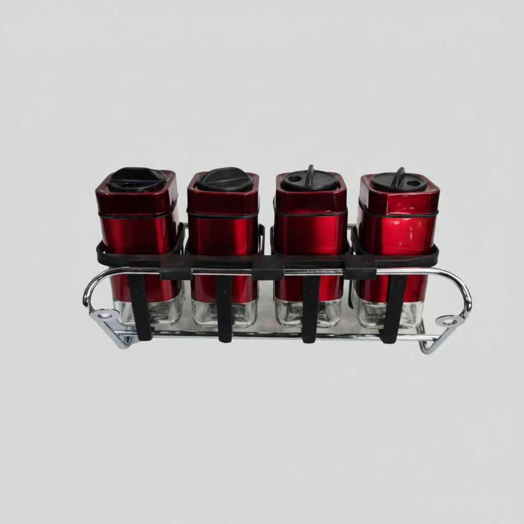 Condiments 4 Piece Set- Dark Red