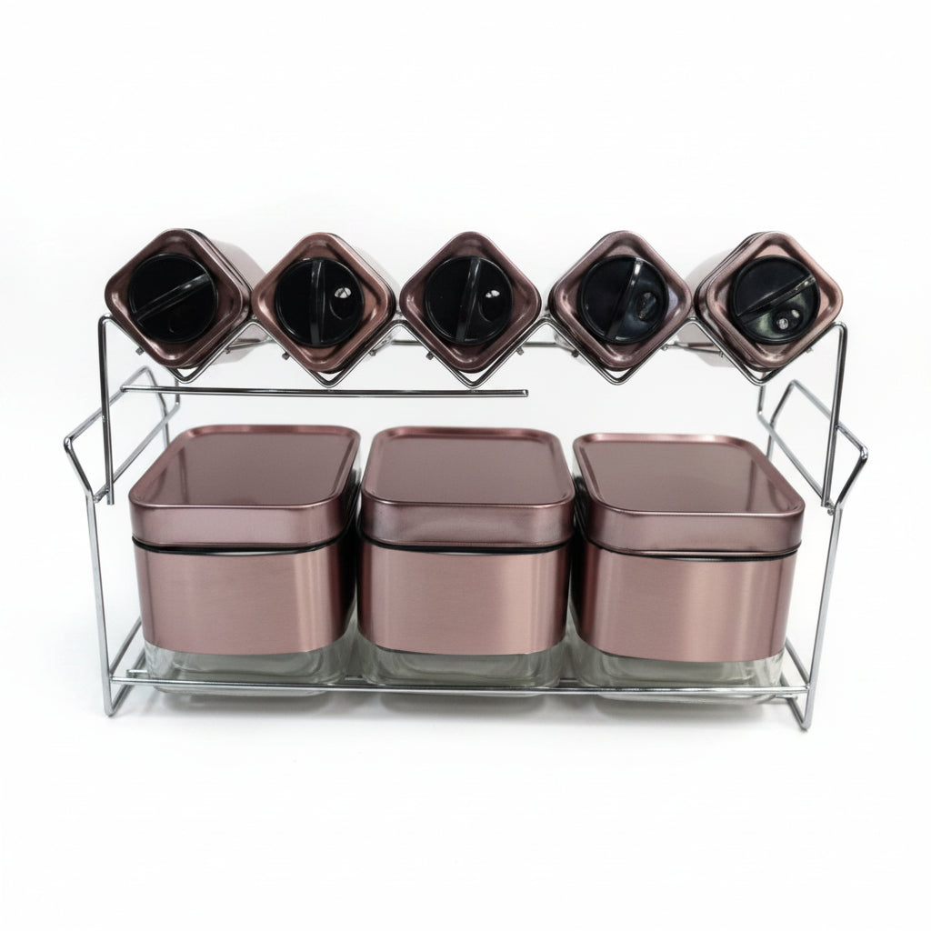 Condiments 8 Piece Set- Rose Gold