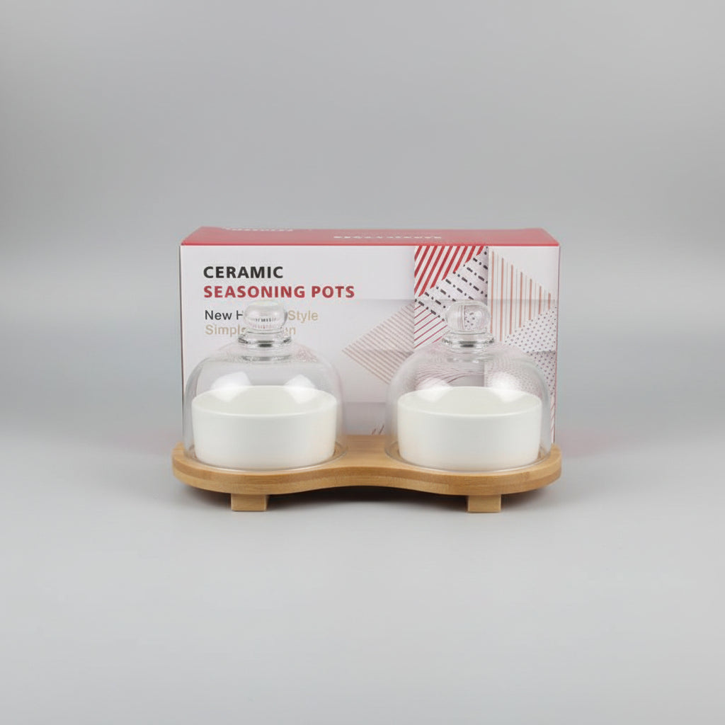 Seasoning Pot 2 Pcs Set White