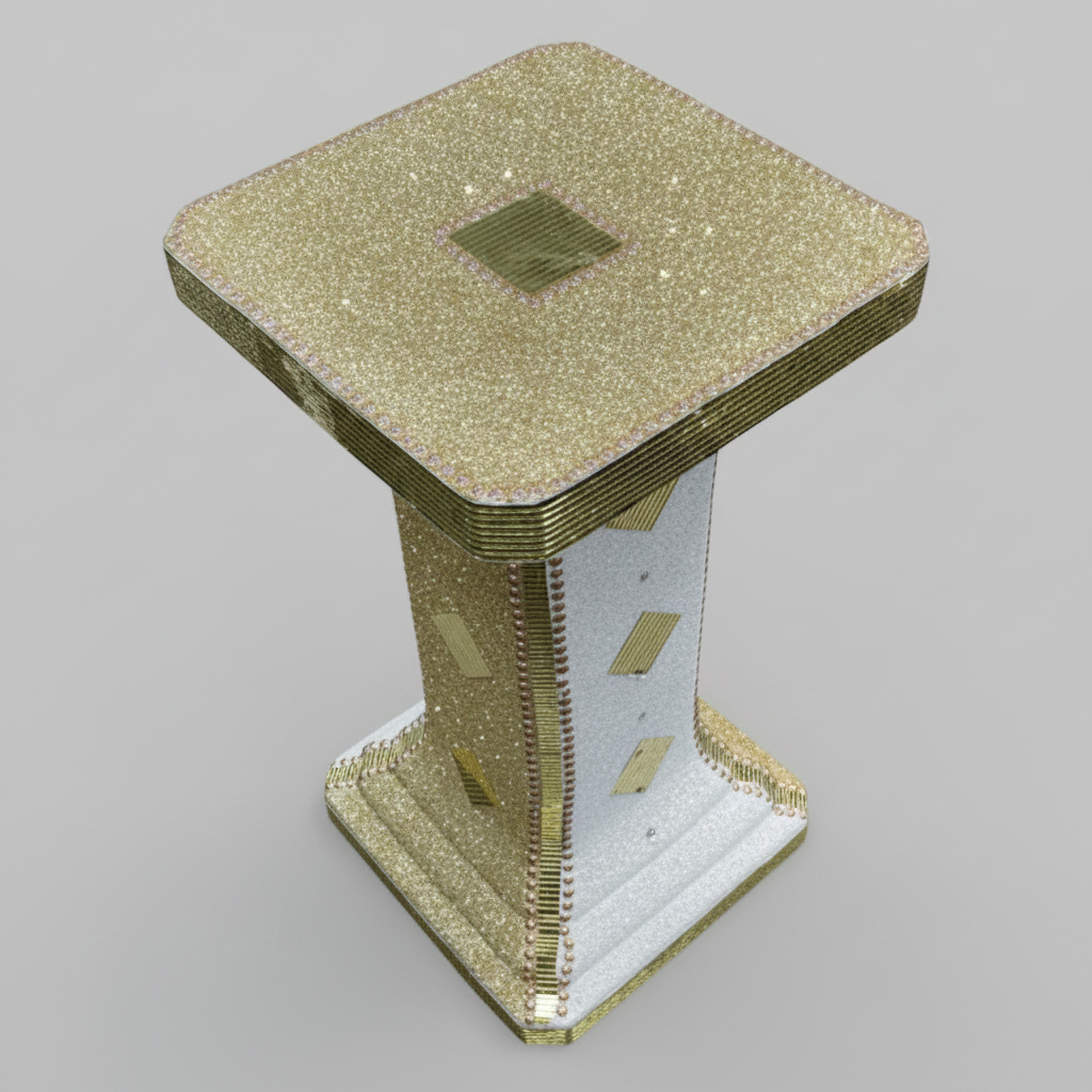 Small Square Table with Mirror Gold Finish