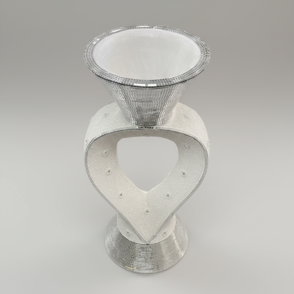 Heart Vase with Silver Mirror Finish