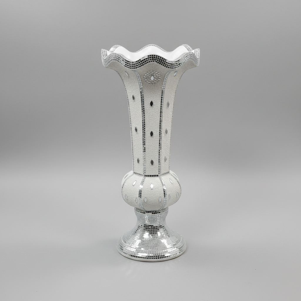 Mirror Finish Vase with Silver Details